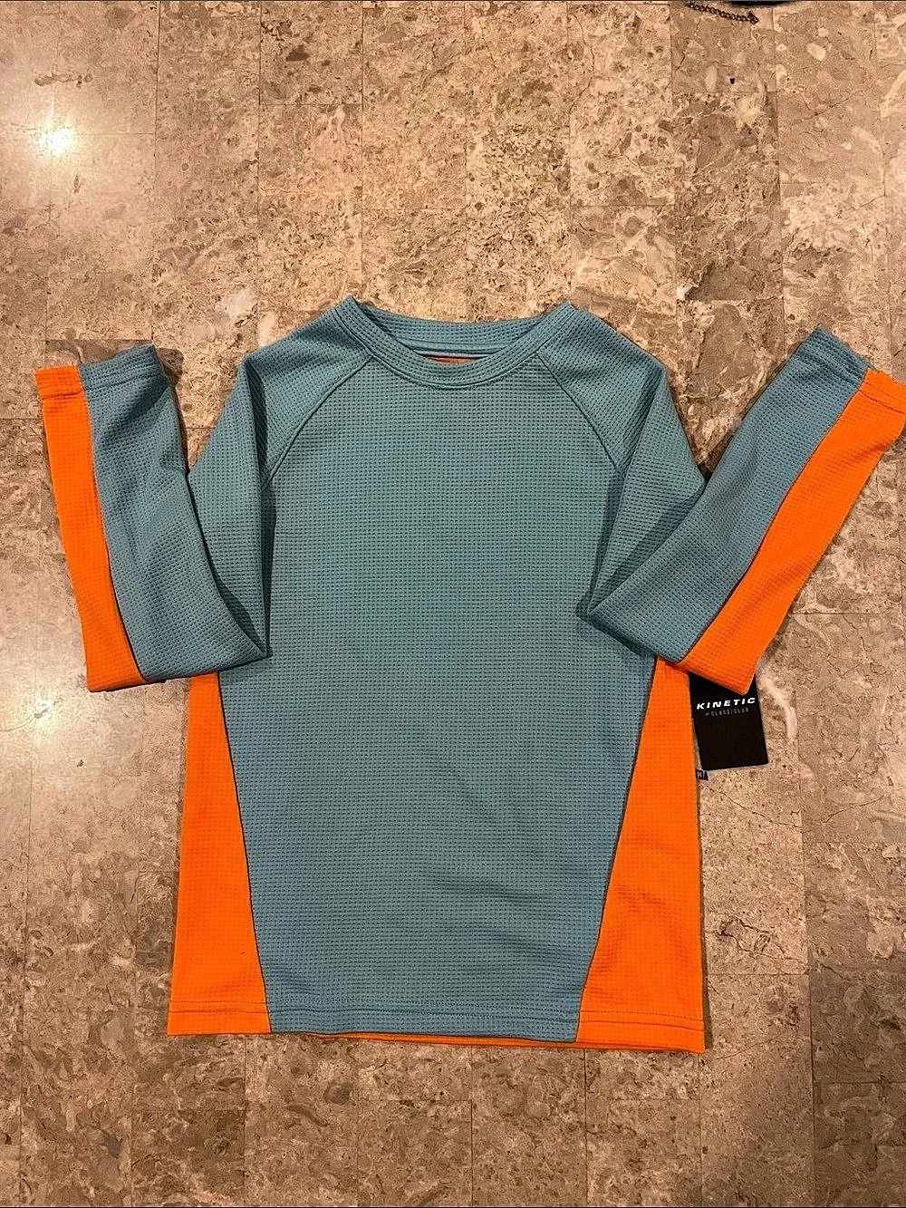 🔥NWT🔥 Kinetic by Class Club Boys turquoise and orange Color Block Athletic Set